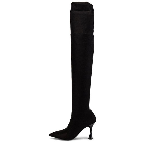 Jeffrey Campbell Madam Over the Knee BOOTS Size 9.5 Black Stretch Nylon NEW $170 - Picture 6 of 12